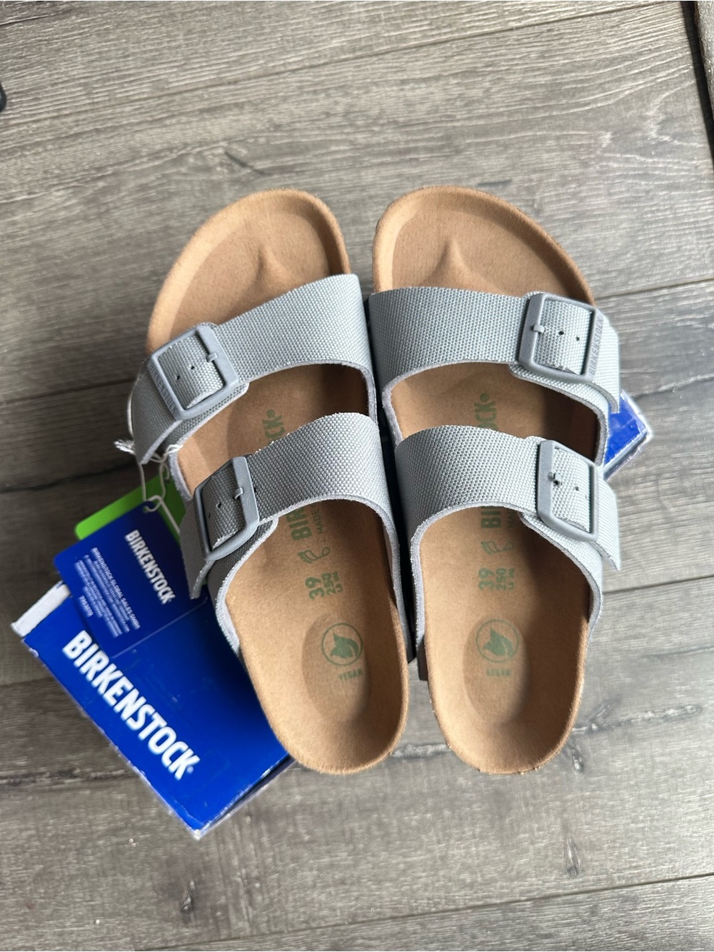 birkenstock vegan arizona rivet logo stone coin size 39